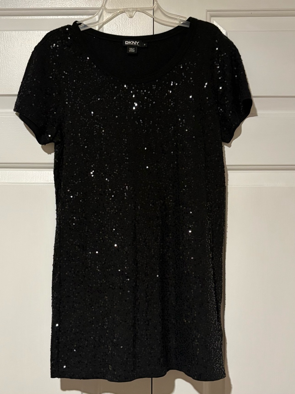 DKNY Black Sequin Short Sleeve Tee